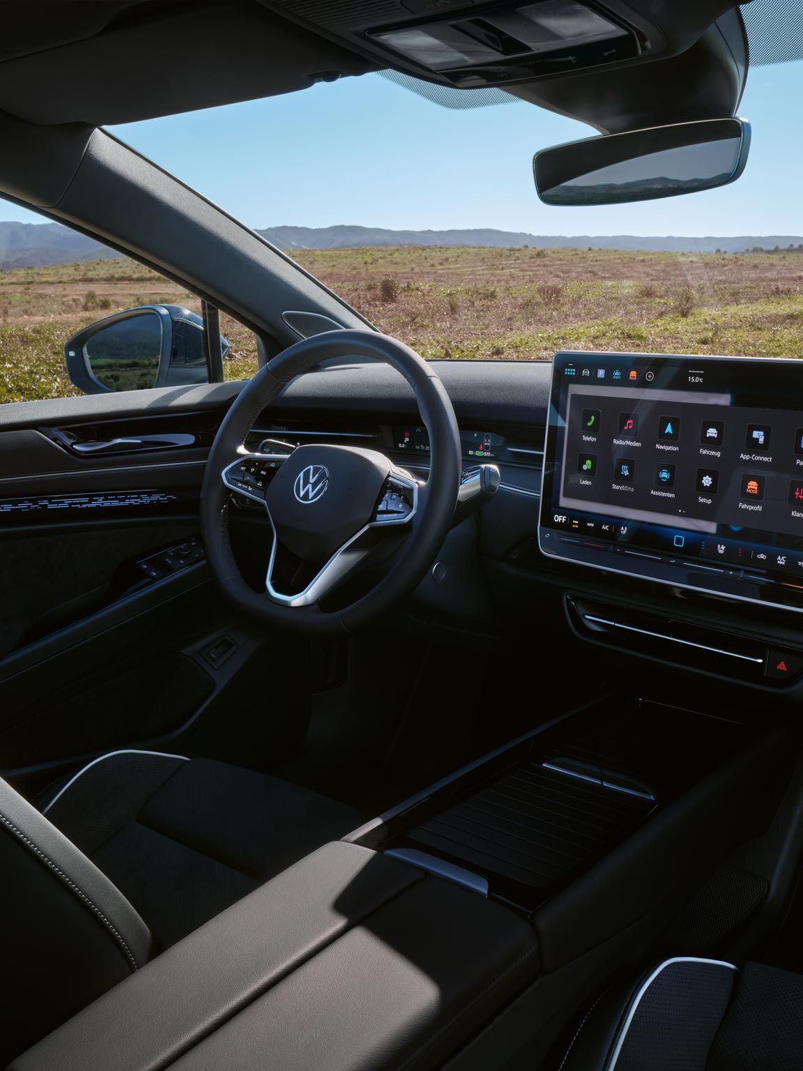 Lenkrad, Digital Cockpit, Ambientebeleuchtung, Sitze und Infotainment des VW ID.7 Tourer