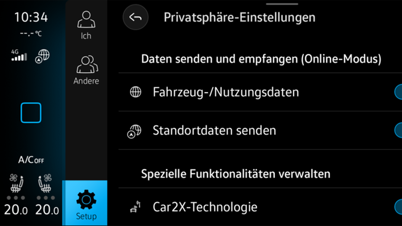 Bildschirm eines Displays – Privatsphäre-Einstellungen